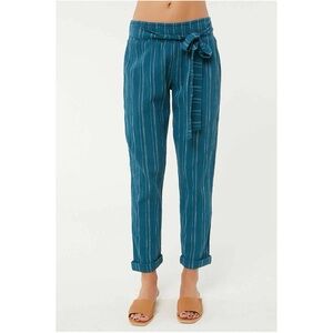 NWOT O'Neill Coastal Crop Woven Pants Teal Stripe